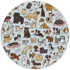 Funny Dog Waterproof Small Round Funny Mouse Pad 7.9 x 7.9 Inch, Non-Slip Rubber