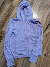 New Girls Lilac Purple Athletic Zip Up With Hood Fast DryAir WickMaterial Size L