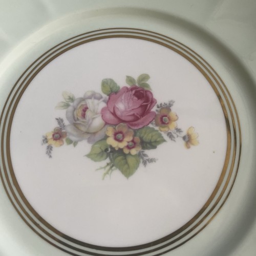 Paragon Handled Serve Cake Gold Trim Square Rose Floral Light Green 9.5” - Picture 2 of 9