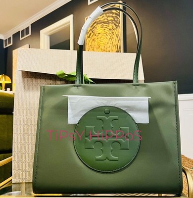 Tory Burch Moss Green Ella Tote NEW WITH TAGS