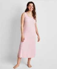 State of Day Women's Ribbed Modal Blend Tank Nightgown Stribe Satin Pink Small