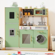 Wooden Kitchen Playset for , Interactive Play Kitchen with Lights  Sounds, C...