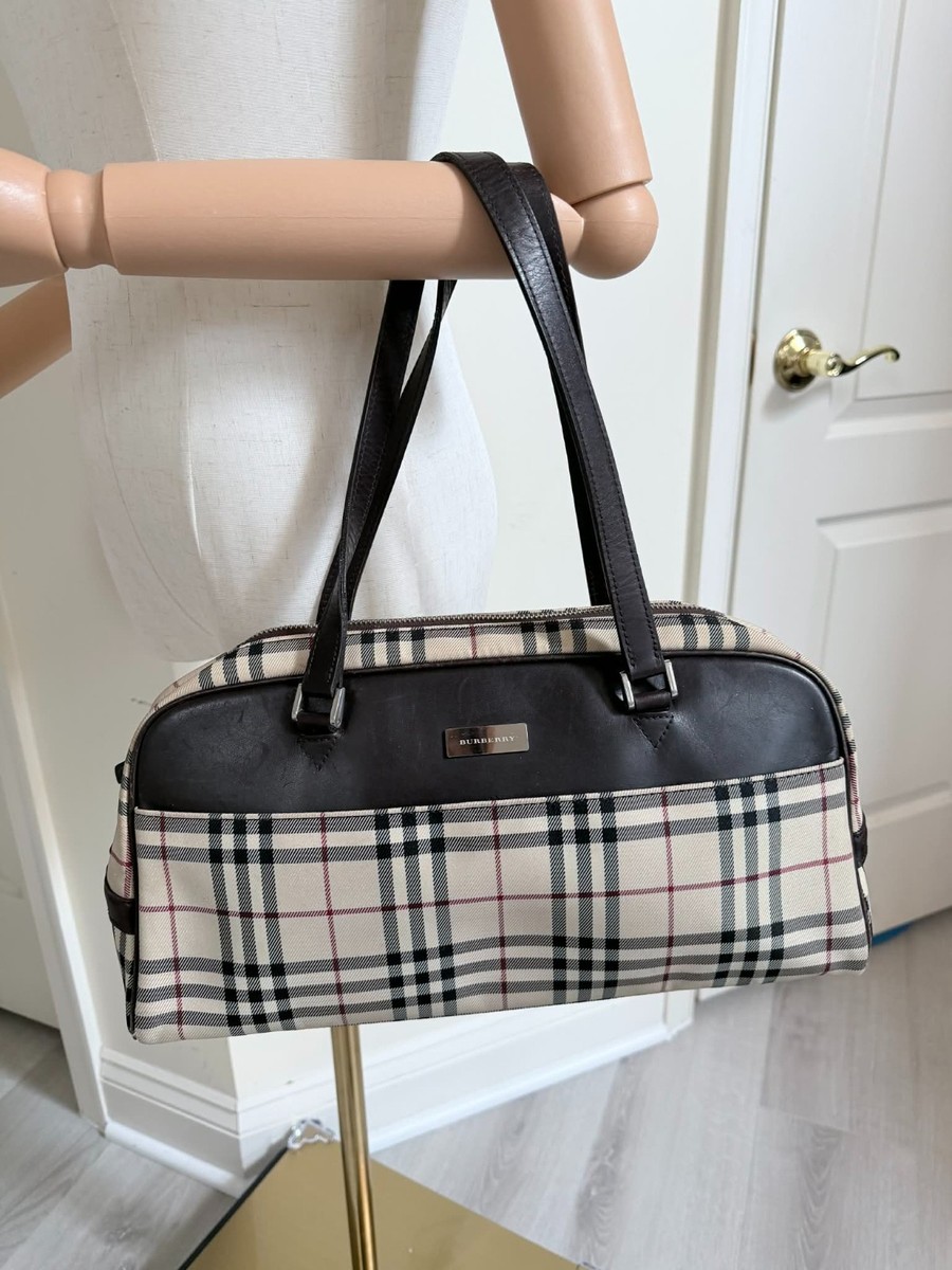 AUTHENTIC Burberry Shoulder Bag Nova Check Beige Brown Canvas