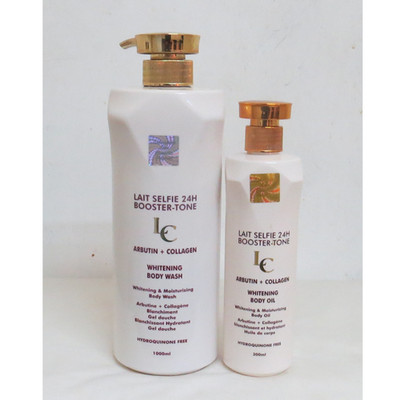 Lait Snapchat Collagen Booster-Tone Moisturizing Body Wash Gel + Body Oil Combo