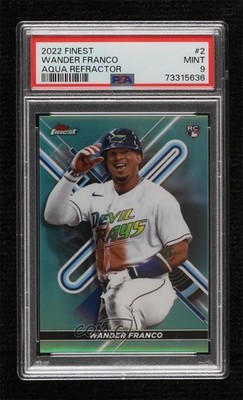 2022 Topps Finest Aqua Refractor /199 Wander Franco #2 PSA 9 MINT Rookie RC 0s1o