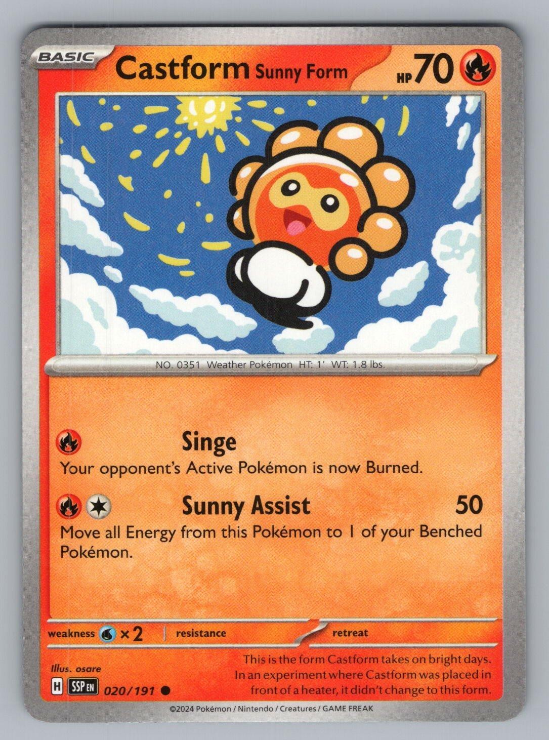 CASTFORM SUNNY FORM 020/191 C SURGING SPARKS POKEMON NM SSP 2024[?