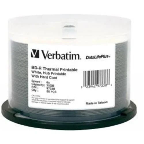 Verbatim Blu-Ray 97338 BD-R 25GB 50PK WHITE WIDE THERMAL 6X [97338]