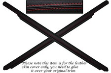 RED STITCH 2X DOOR SILL TRIM LEATHER SKIN COVERS FITS VW GOLF MK2 JETTA 83-92