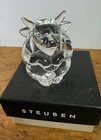 Vintage Steuben 2 3/4" Clear Glass Bull Hand Cooler Paperweight Signed