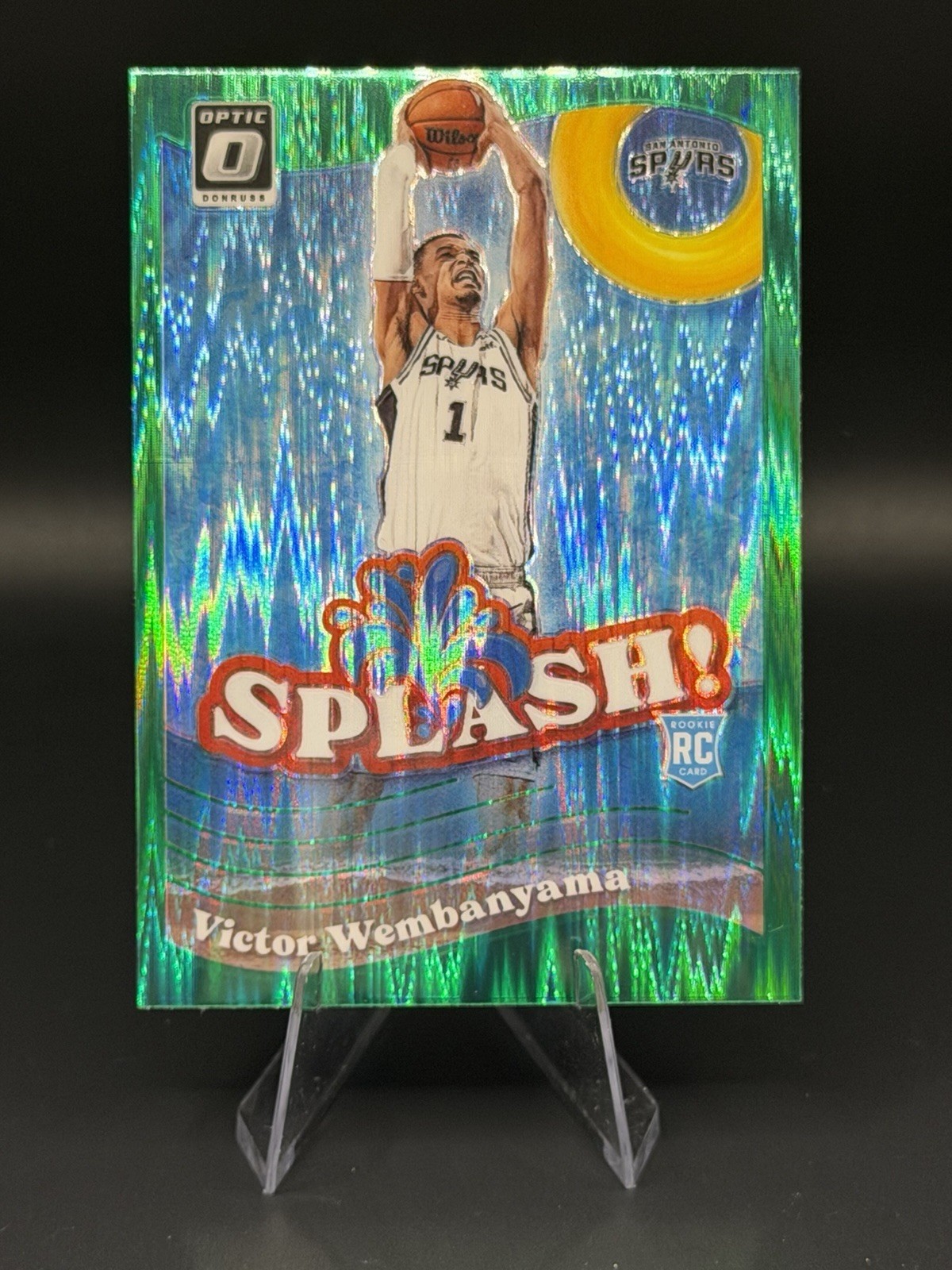 2023-24 Panini Donruss Optic - Splash! Victor Wembanyama #6 Green Shock Prizm...