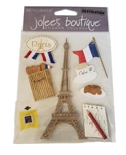 VTG Jolee's Boutique Dimensional Stickers Paris Flag Eiffel Embellishment Crafts