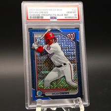 💙🌀💎 2024 Bowman Mega Box DYLAN CREWS Chrome Prospects BLUE MOJO PSA 10 GEM MT