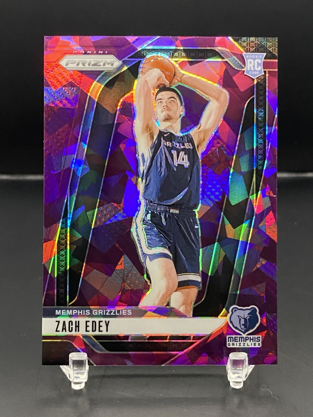 2024-25 Panini Prizm Zach Edey #249 RC Purple Ice Prizm 82/149 Memphis Grizzlies