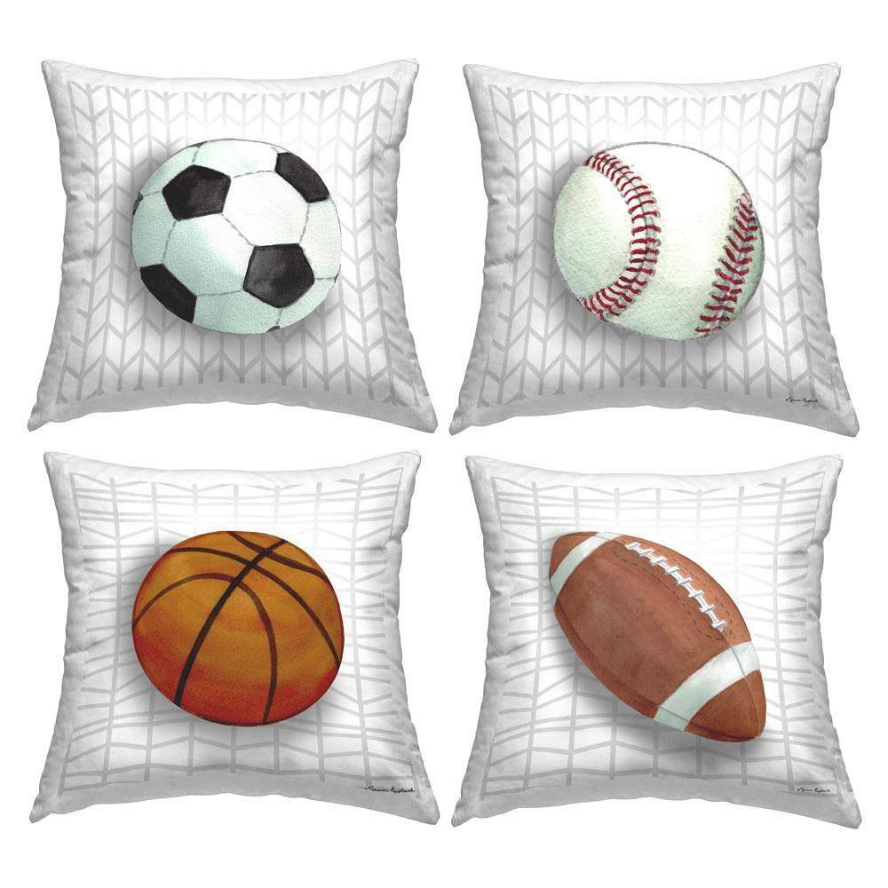 Sports Balls on Geometric Off-White Geometric Polyester 18 In. X 18 In. Throw Pi thumbnail 9