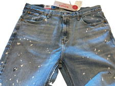 Levis 541 Men's Athletic Stretch Taper Jeans 36 x  34 Blk Wh Paint Splatter RARE