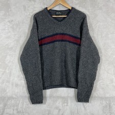Vtg USA Eddie Bauer Wool Sweater Mens Large Stripe 90s Preppy Skater Grandpa