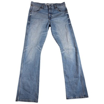 Wrangler Retro Slim Boot Jeans Men 34x36 Light Blue Washed Bootcut Denim Western