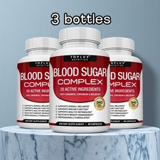 3 BOTTLES Blood Sugar Complex w/ Cinnamon, Chromium  Mulberry 60 Capsules