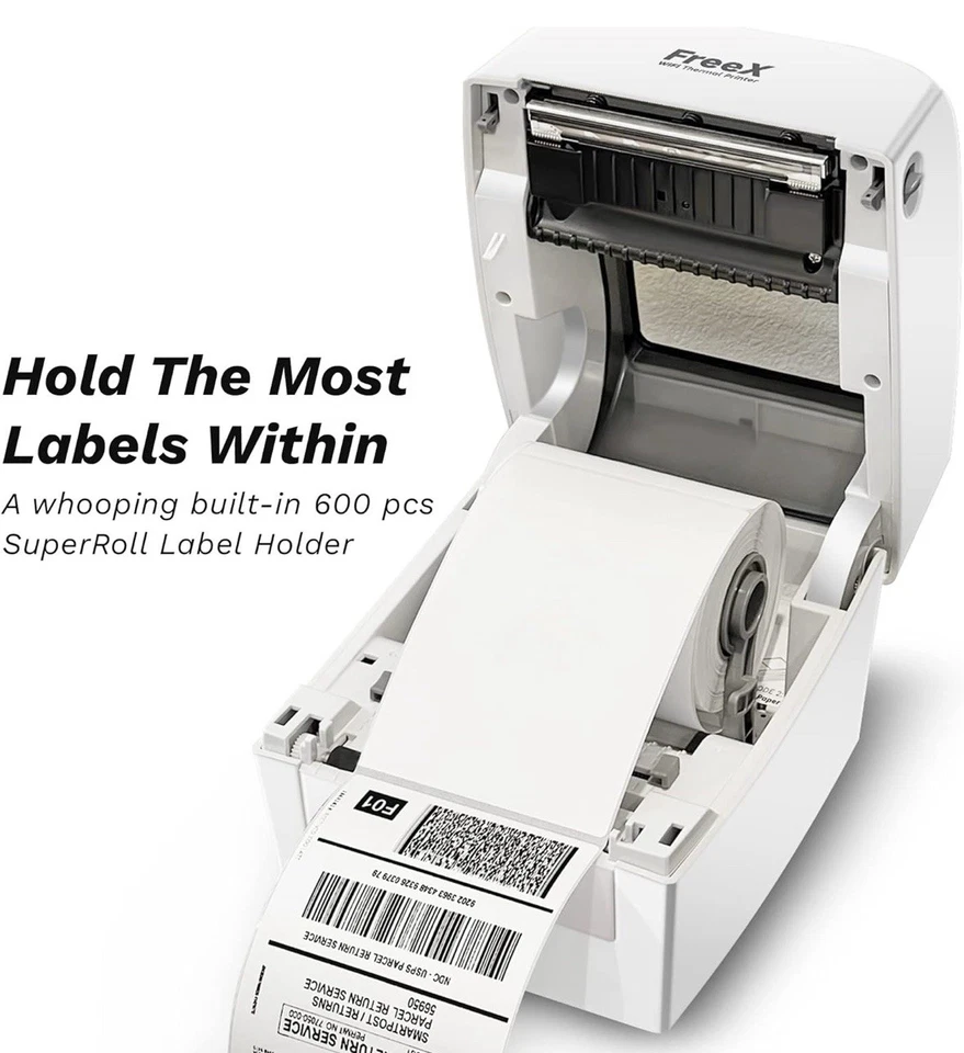 FreeX WiFi SuperRoll USB Or wireless Thermal Printer in Shadow White NEW 4x6 - Image 2 of 2