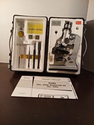 Vintage Sears Microscope 40-900x Zoom P/N 49-24363 (Appears Unused)