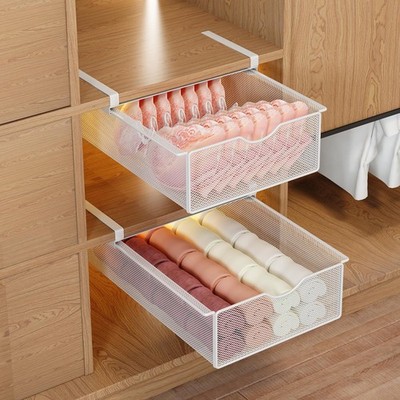 2 Pack Closet Pull-Out Baskets Bra Underwear and Sock Organizer for Drawer Wo...