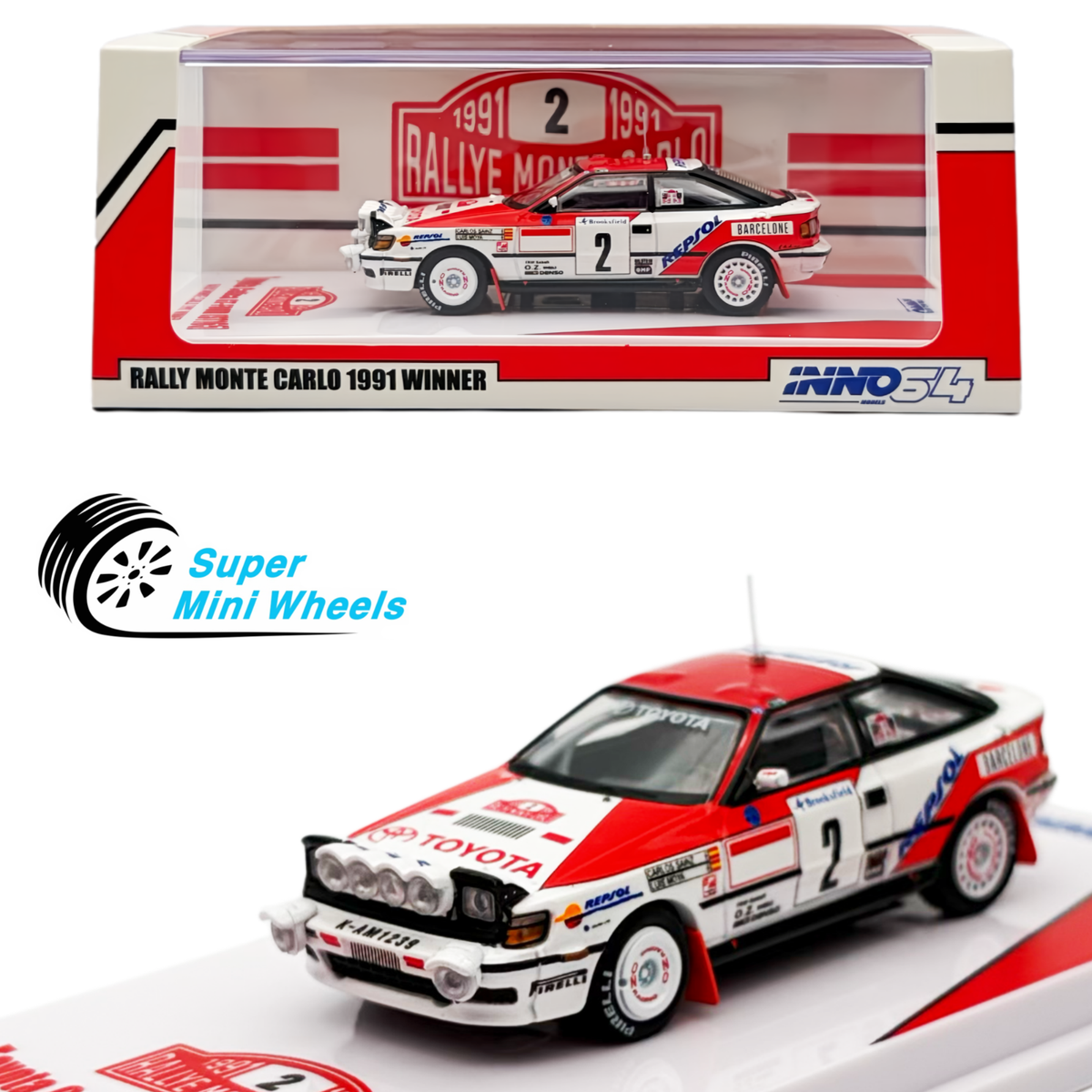 INNO64 1:64 Toyota Celica GT-FOUR ST165 Rally Monte Carlo 1991