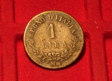 Moneta 1 Lira 1863 Milano Stemma, Vittorio Emanuele