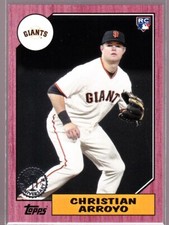 Christian Arroyo Giants Rookie 2017 Topps US 87-30 1987 Pink Wood /25 & Base RC