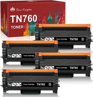 4 pack TN760 High Yield Toner Cartridge for Brother MFC-L2395DW L2370DW Printer