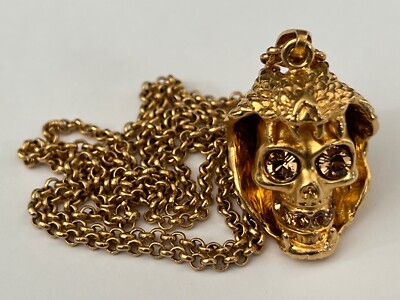 New Alexander McQueen Cobra Snake 3D Skull Crystal Iconic Long