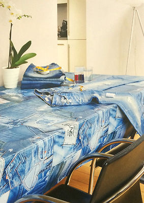 Wachstuch Tischdecke eckig rund oval abwaschbar Jeans Optik Stoffe K150023