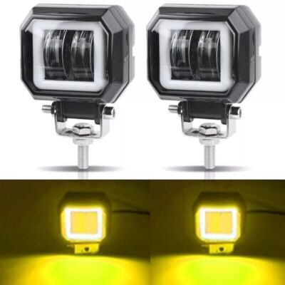 2X 3inch LED Work Light Bar Pods Halo DRL Lamp Spot Fog Driving Offroad ATV 4WD