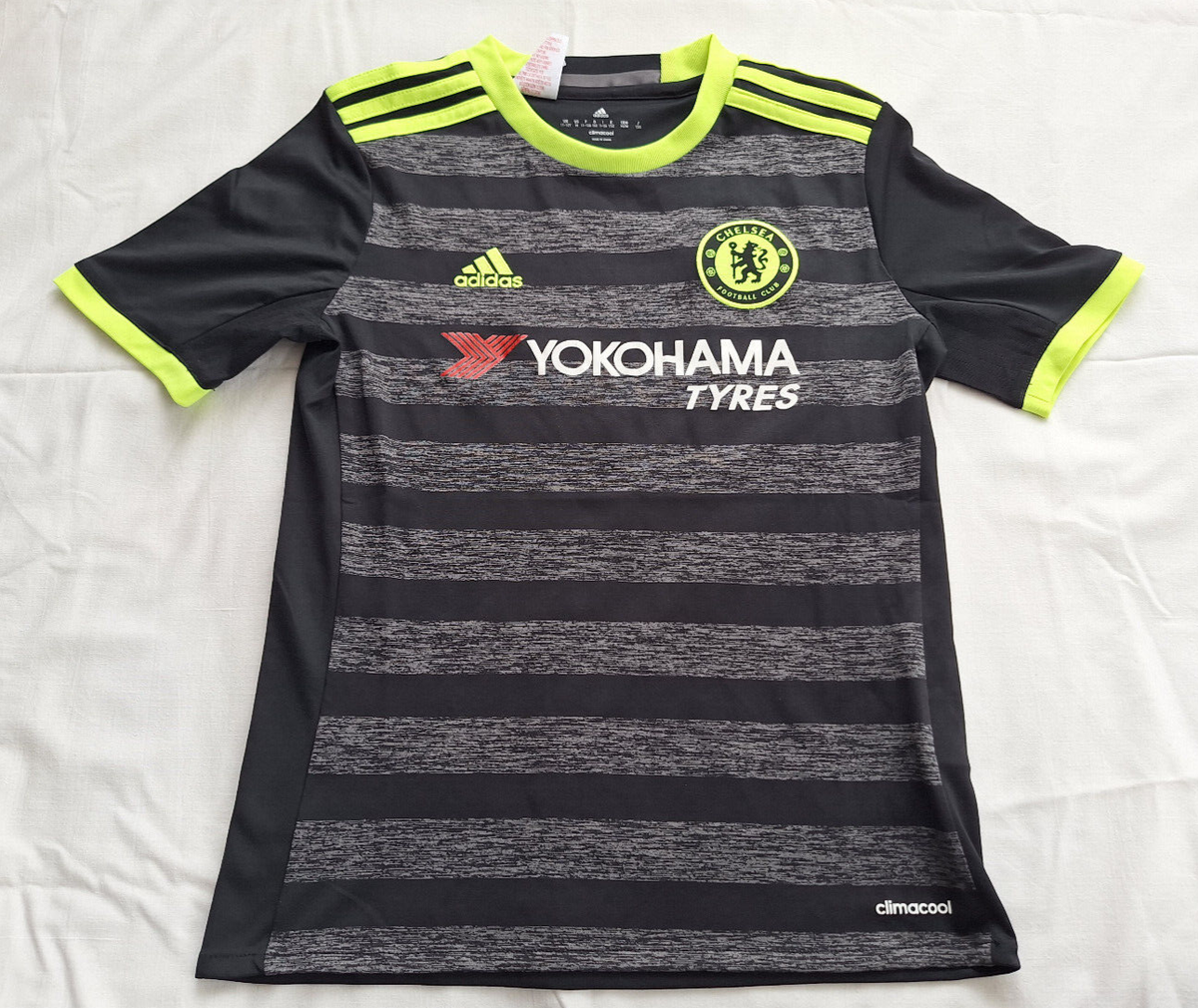 Chelsea FC 2016 Away Jersey #7 Kante Adidas Black Shirt Size Boys