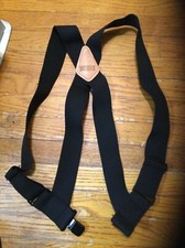 Duluth Trading Company Suspenders Side Clip Adjustable Stretch Black Leather