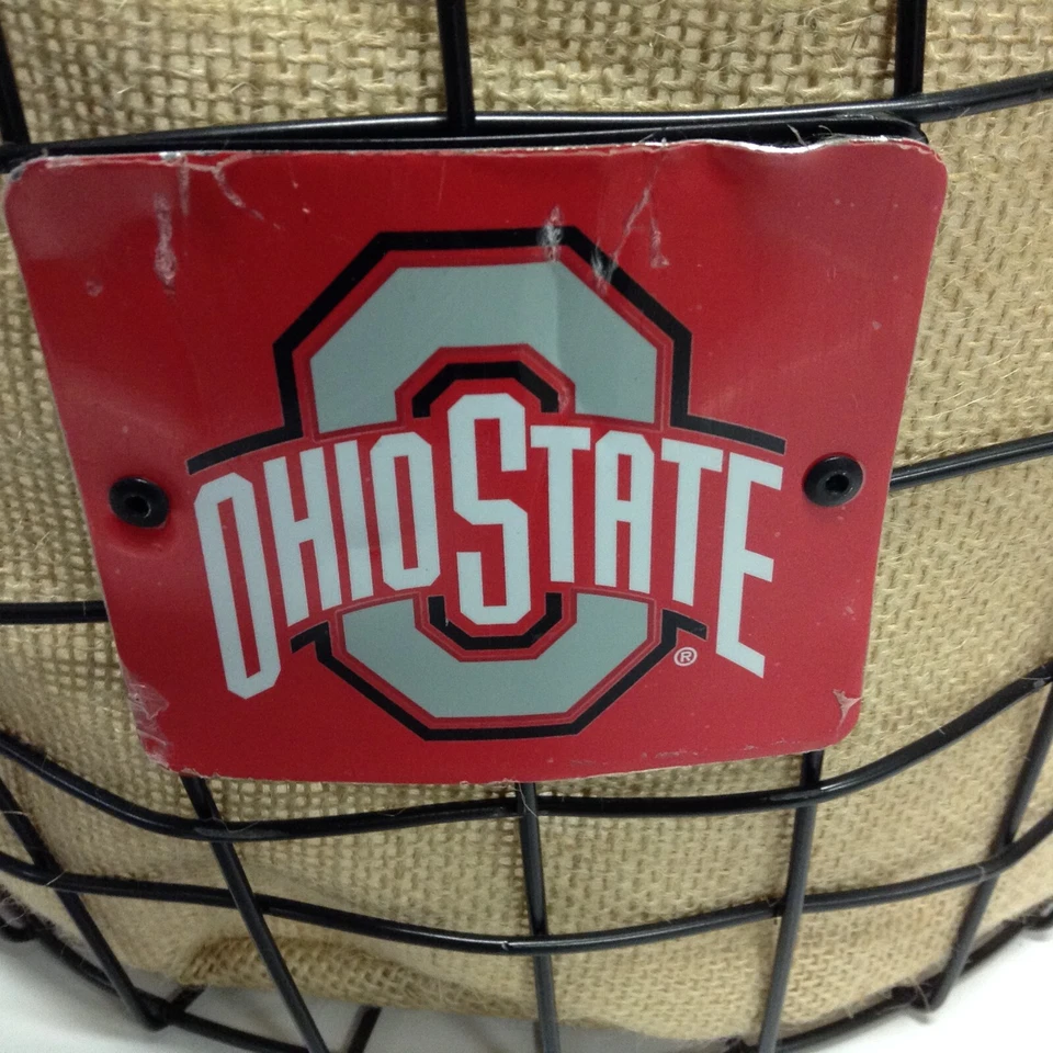 Ohio State OSU Buckeyes Wire Burlap Metal Basket Flower Planter Organize Storage - Image 3 of 4