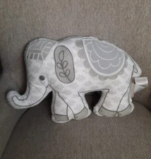 Levtex Baby Ely Plush Embroidered Elephant Accent Pillow 11" x 15" Gray/White
