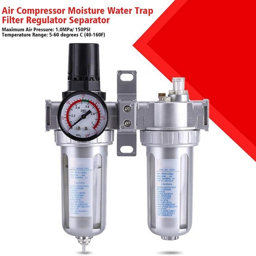 1/4"Air Compressor Water Trap Pressure Regulator Part Filter Water Oil Separator - Picture 7 of 10