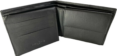 Herren Geld Börse echtes Leder Portemonnaie Beutel Brieftasche schwarz  Schein