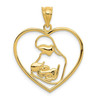 14K Gelb Vergoldet Mutter & Kind Herzanhänger Geschenk für Sie Valentinstag