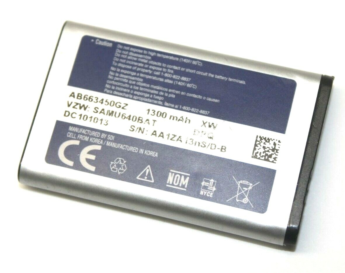 Genuine OEM Samsung AB663450GZ Replacement LiIon Battery 1300mAh for