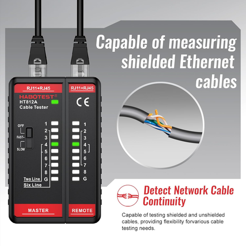 Probador de cables de red HT812A, para RJ45/RJ11, Ethernet, coaxial y más. - 第 6/12 張圖片