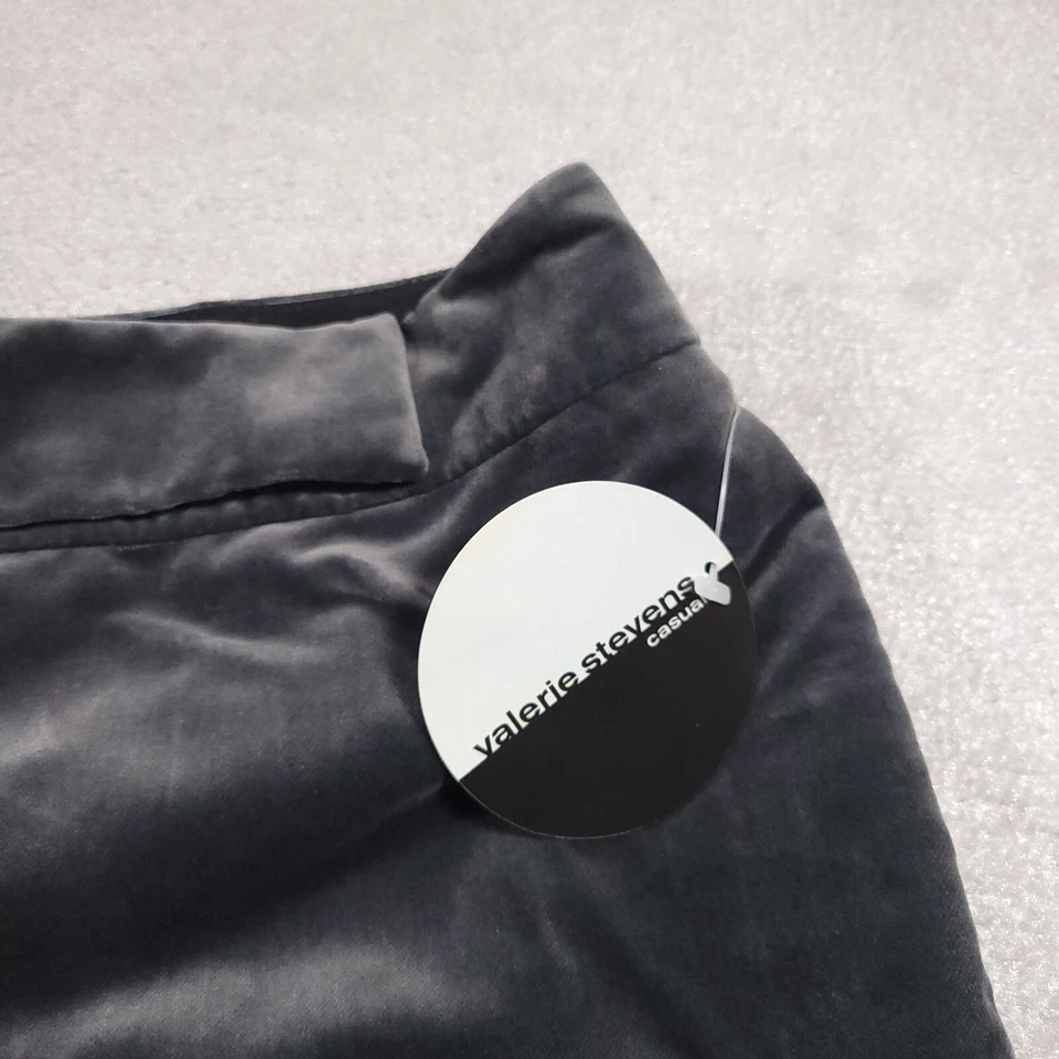 Pantalones de vestir para mujer Valerie Stevens 8 grises terciopelo suave pierna ancha tiro medio Foto 3 de 4