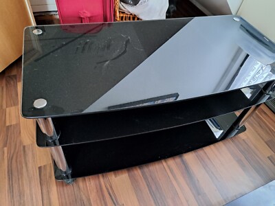 Fernseh Tisch schwsrz Glas mit Rollen