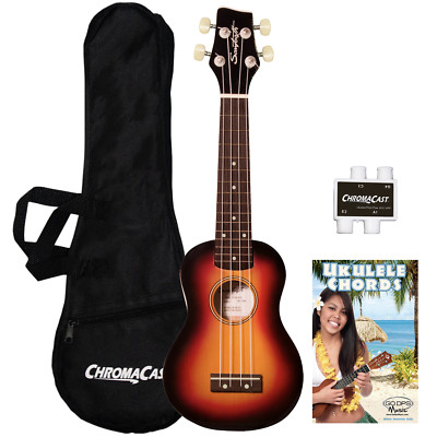 Sawtooth Basswood Soprano Ukulele, Sunburst, w/ Accessories