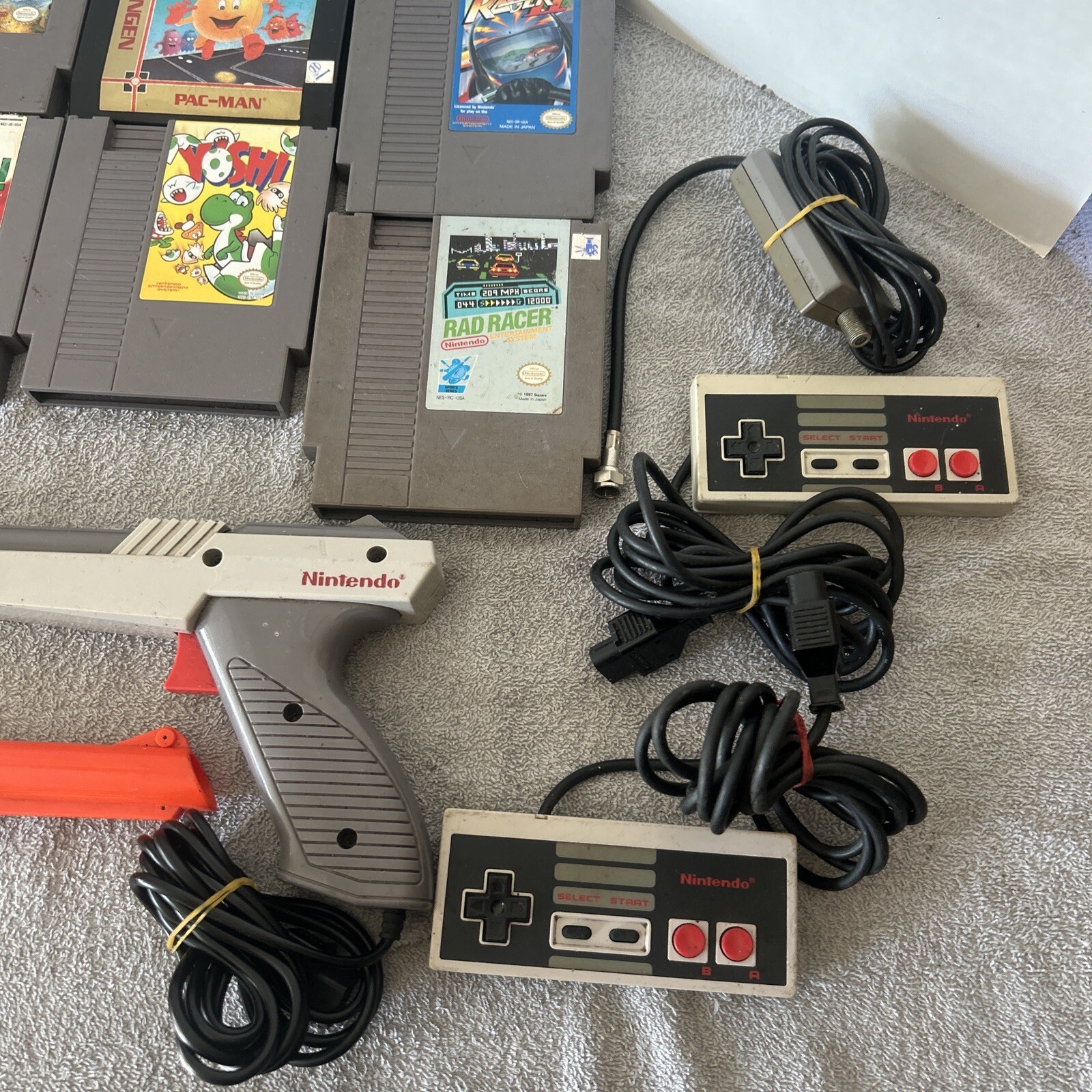 NES BUNDLE Lot of 13 Games 2 Controllers2 ZappersGame Genie And 7