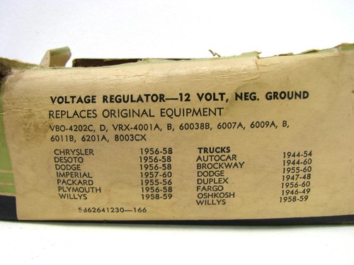 IllAco 1950s Auto 12 volt Voltage Regulator 581230 Dodge Chrysler Plymouth Willy - Picture 3 of 7