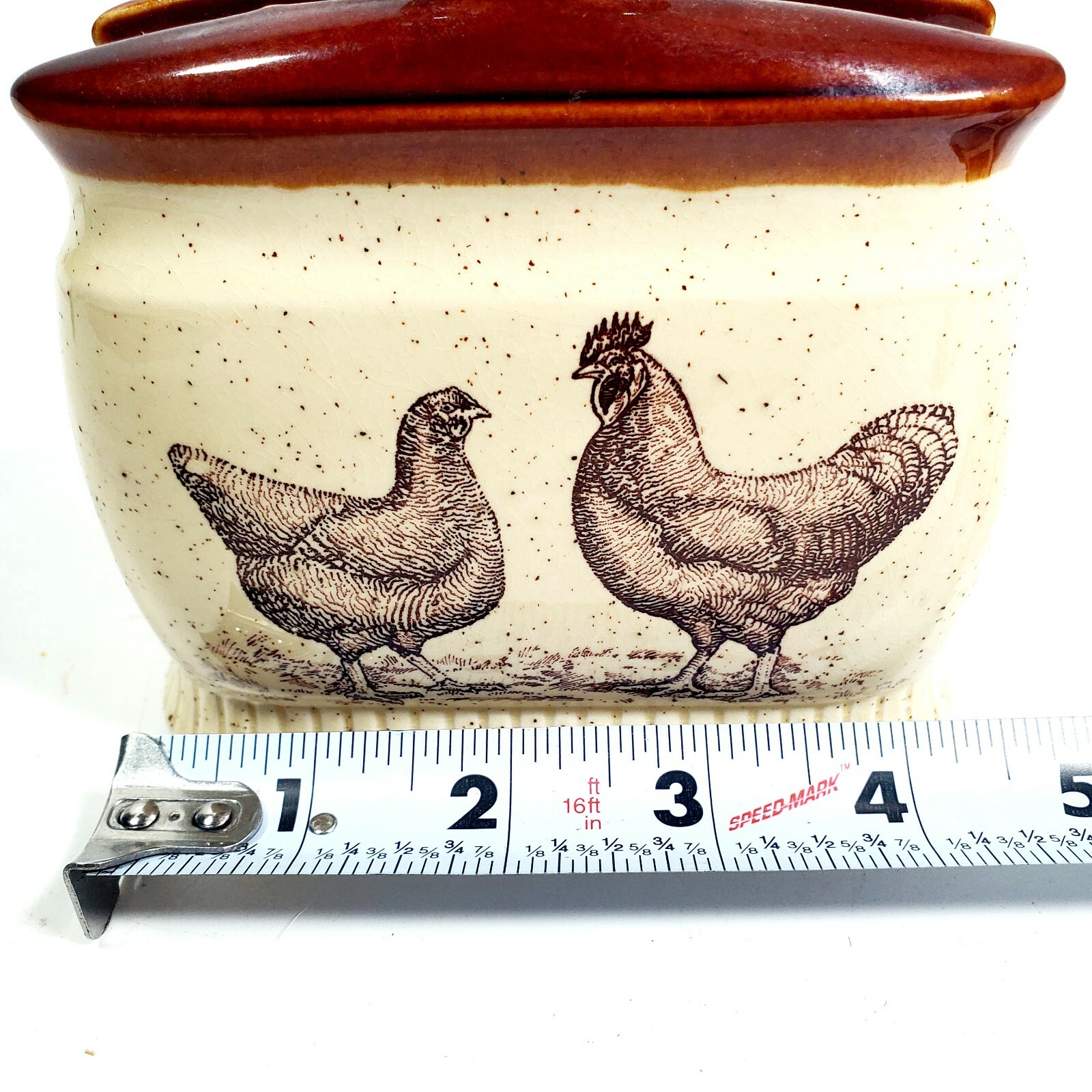 Enesco Country Road Napkin Holder Rooster & Chicken Made in Japan 1979