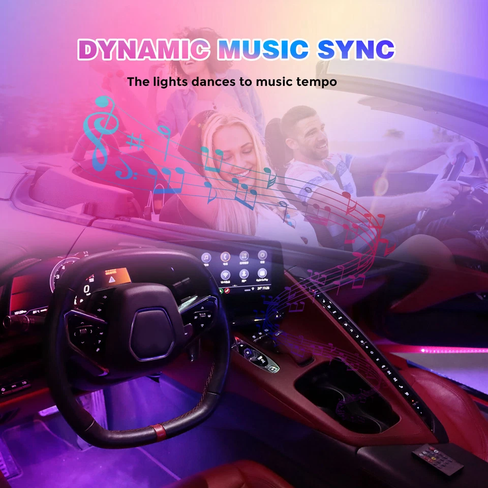 蓝牙 RGB LED 灯适用于 Corvette C8 Stingray Z51 Z06 E-Ray 2020-2025 全新 — 第 2/4 张图片