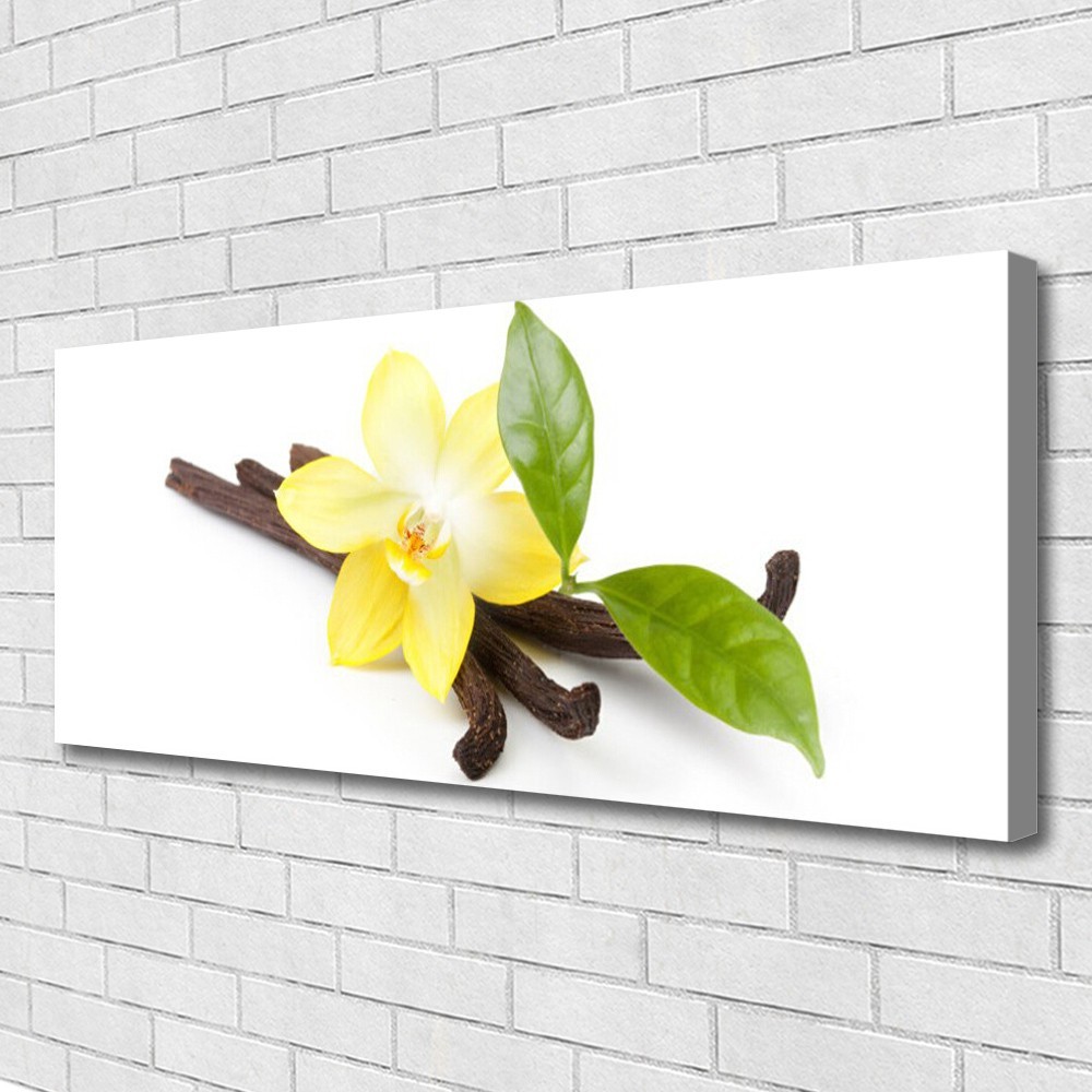 Image tableaux 125x50 floral feuilles vanille décoration murale moderne pour grand mur de chambre