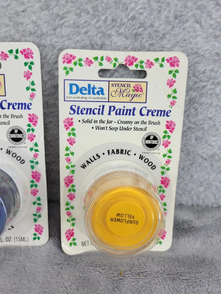 Juego de 3 Plantillas Delta a Base de Aceite Pintura Crema Adecuado para Paredes Tela Madera 15 ml Foto 4 de 4